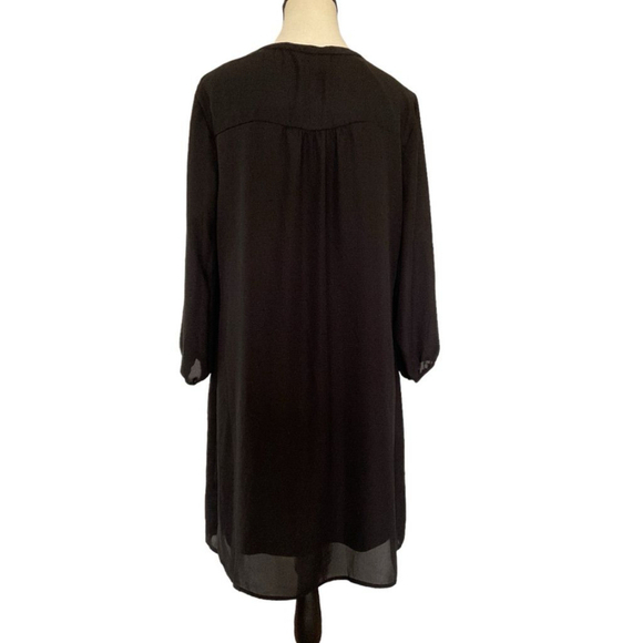 $10$ add on Luxology Black sheer chiffon layered Lace-Up 3/4 Sleeve Dress Size 8 - Picture 6 of 10
